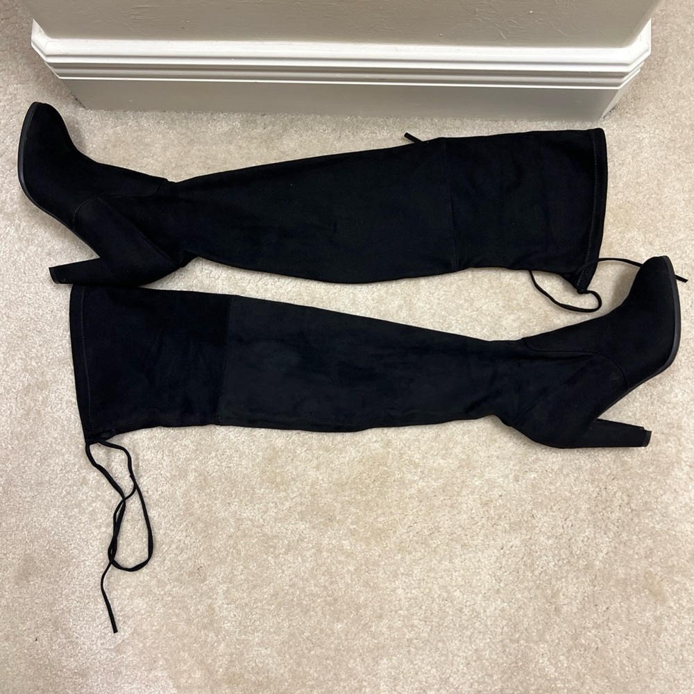 Catherine Malandrino Black suede over the knee heels boots 6.5
